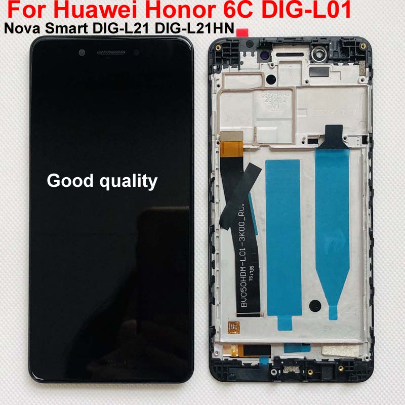 Getest Ips Originele Lcd Display Voor Huawei Honor 6C DIG-L01/Nova Smart DIG-L21 DIG-L21HN Touch Screen Digitizer Vergadering + frame