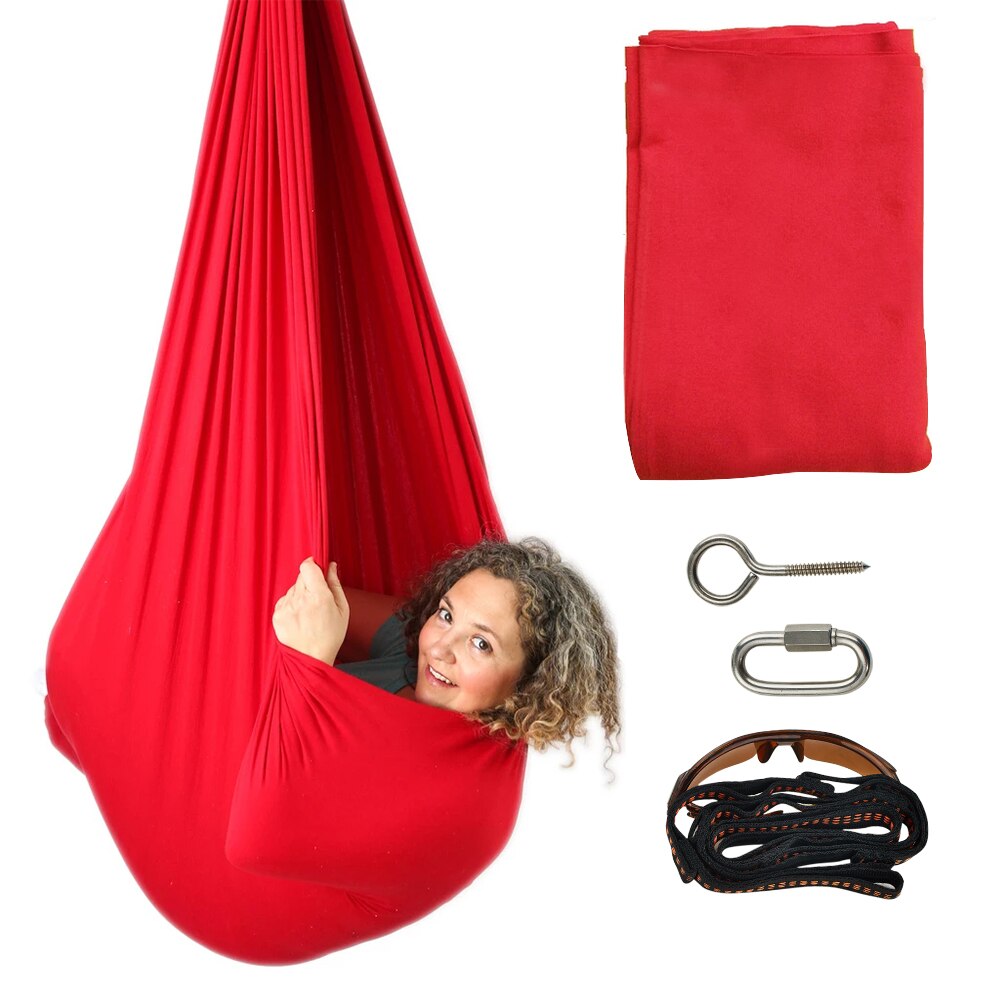 Columpio de terapia de interior para niños con necesidades especiales, Columpio de LICRA para acurrir, hamaca para niños: Rojo