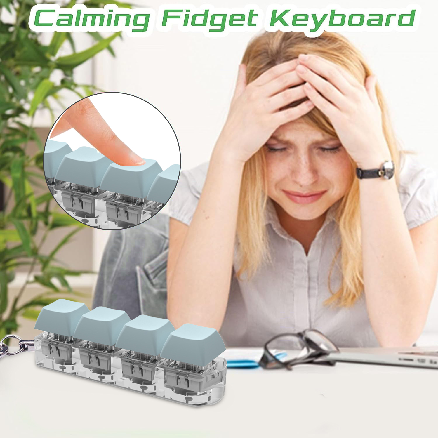 Clavier clé jouet fête soulagement du Stress bricolage Fidget bouton Keycap Fidget porte-clés clavier porte-clés jouets doigt clavier casquettes jouet