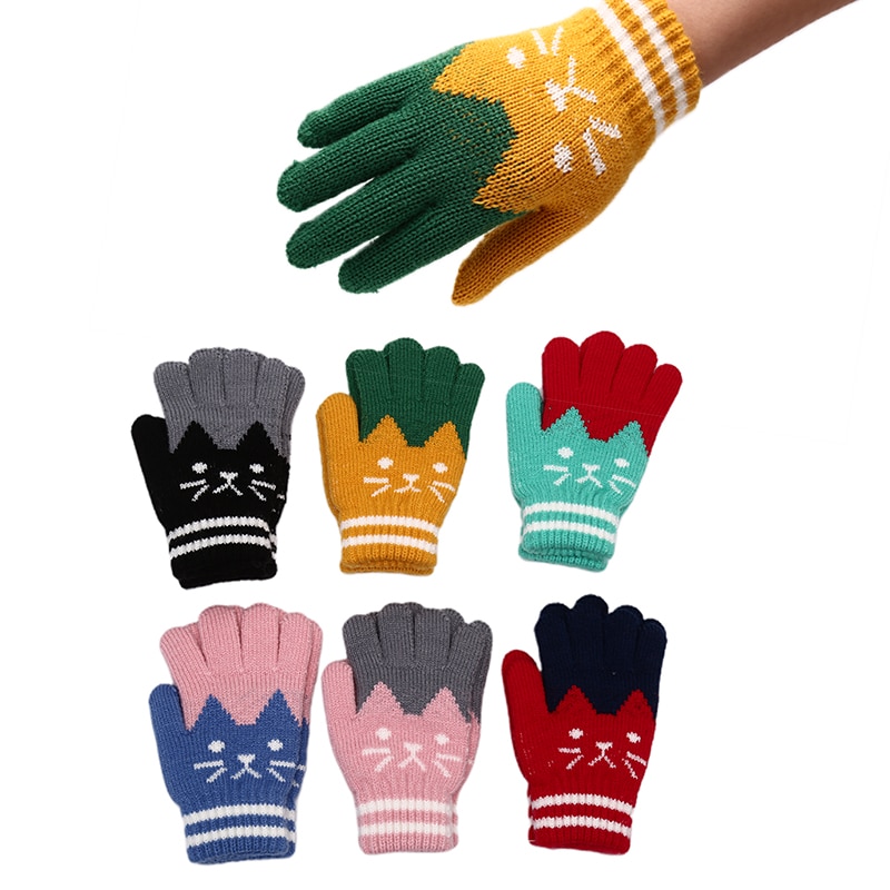 Child Kids Winter Warm Thick Gloves Baby Girls Boys Toddler Magic Mittens Imitation Cashmere Cute Baby Gloves 4-8Y