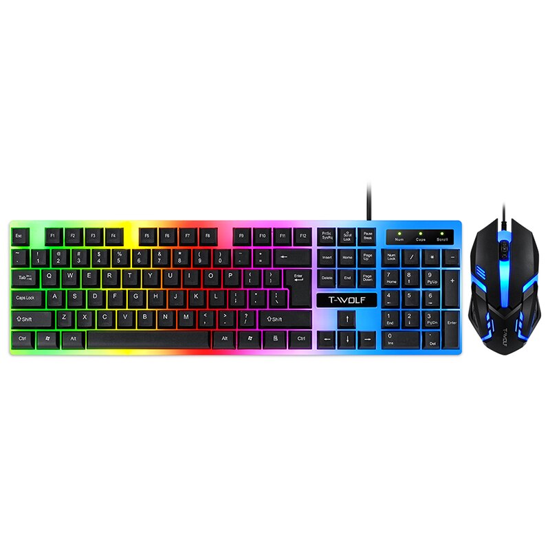 Keyboard Mouse Set Wired Gaming Mouse And Keyboard Set Rainbow Backlight Gaming Computer Waterproof Keyboard Suitable PC Laptop