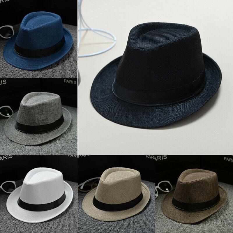 Sombrero Fedora clásico de ala ancha para hombre, gorra clásica de estilo clásico con visera ancha, Sombrero de Jazz liso para hombre, Sombrero de fieltro con lazo para Otoño e Invierno