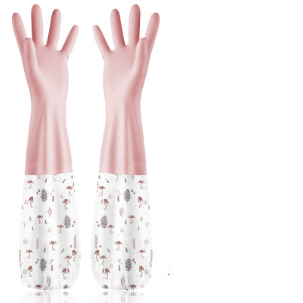 S/M/L Maten Lange Mouwen Pvc Rubberen Handschoenen Kichen Waterdicht Afwassen Schoonmaak Handschoenen 3 Kleuren Huishoudelijke Schoonmaakmiddelen tool: Pink / 8.1-9CM