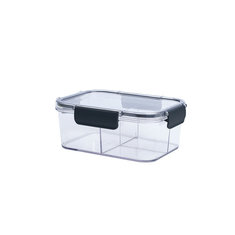 Lock Sealed Refrigerator Fresh-keeping Box Food Storage Cans Classification Storage Boxes Can Be Stacked with Sealed Cans: 3grid 1100ML