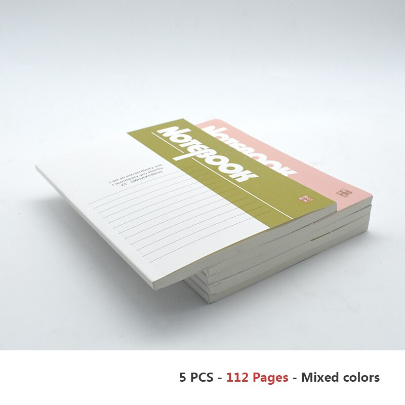 5 PCS Notebook For Students diary, homework, classroom taking notes, A5 size lined pages 75 GSM 112 / 72 pages optional: 5 PCS-112 Pages