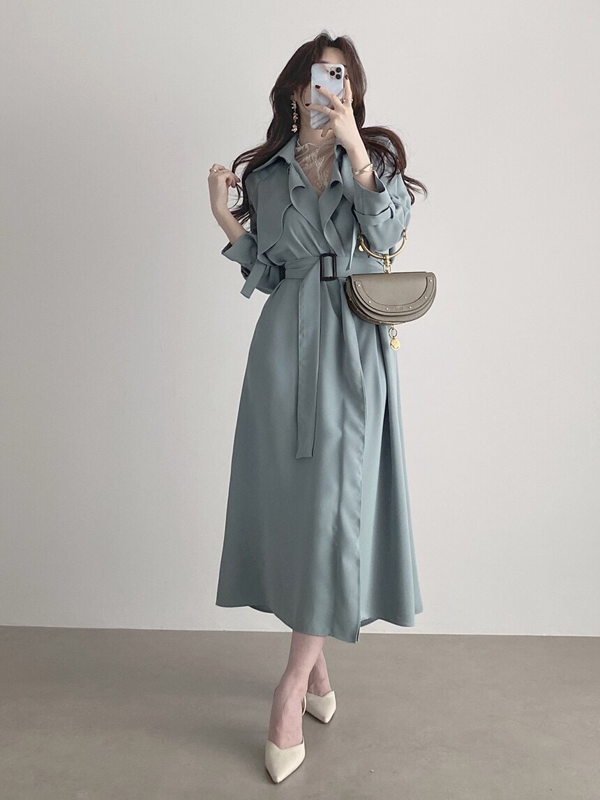 Trench coat women's new spring and autumn coat Korean style slim long