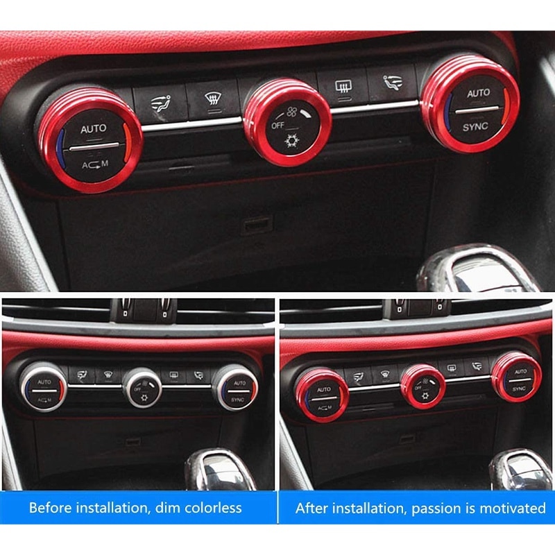 Ajustement pour Alfa Romeo Giulia Stelvio accessoires intérieurs garnitures intérieure de voiture climatiseur bouton couverture