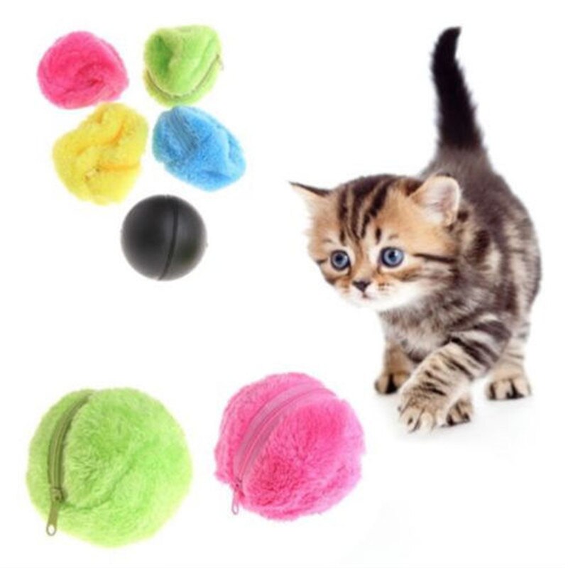 4 Color Set Pet Dog Magic Roller Ball Toys Automatic Roller Electric Plush Ball Magic Ball Dog Cat Pet Toy No Battery