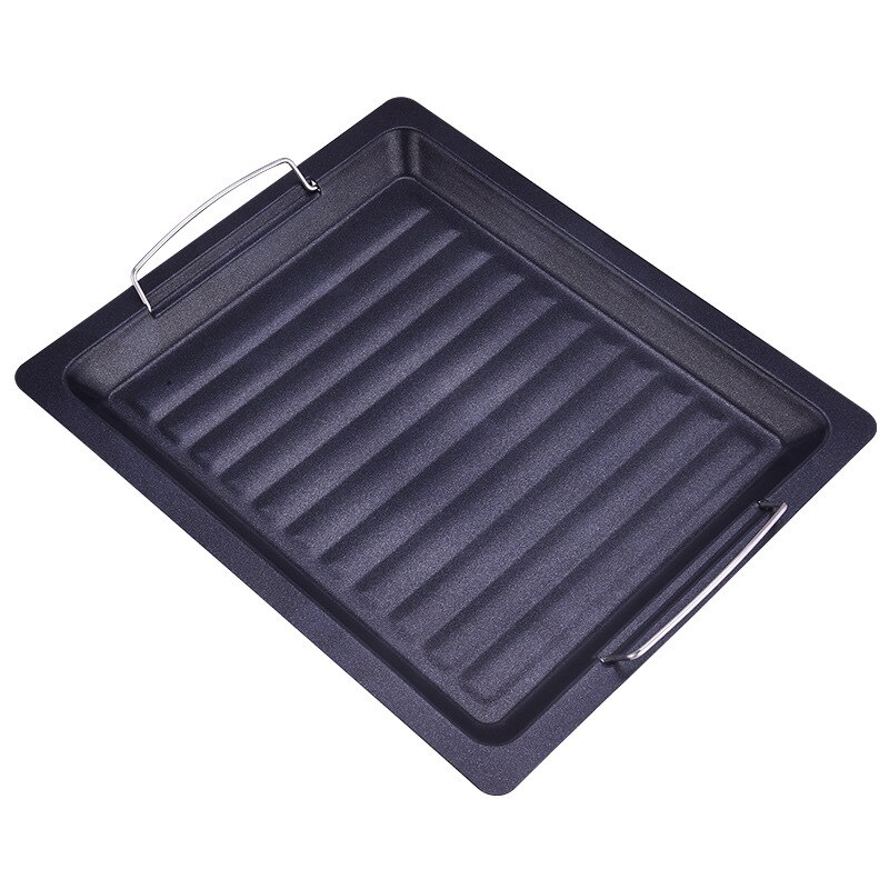 Sartén antiadherente de 30x25cm para barbacoa, plancha de superficie antiadherente, utensilio para barbacoa, accesorios para parrilla de barbacoa de carbón: Default Title