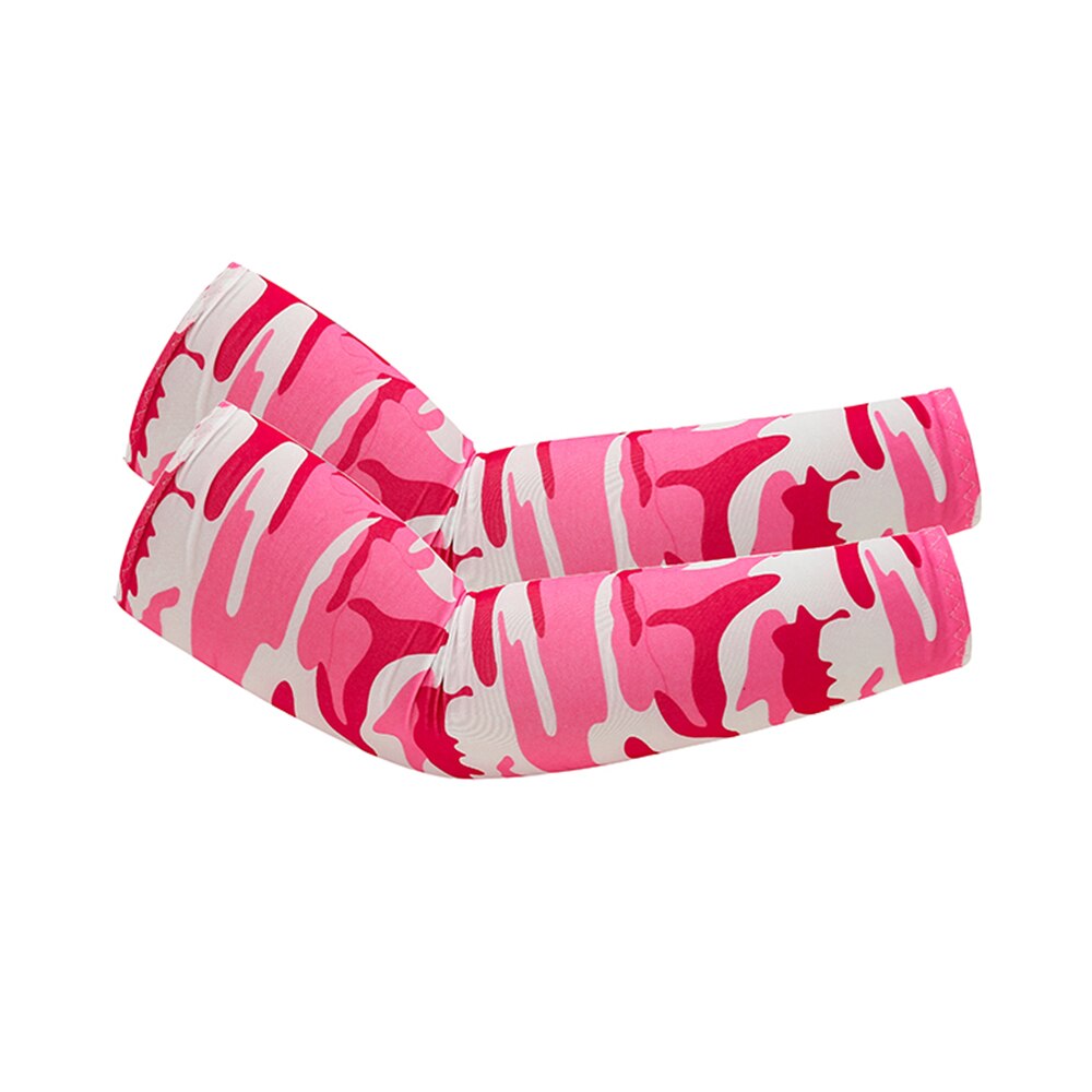 1 paio di sport estivi assorbenti per il sudore protezione UV Unisex set di bracci freddi per ciclismo pallacanestro correre maniche da braccio da pallavolo: Camo Pink