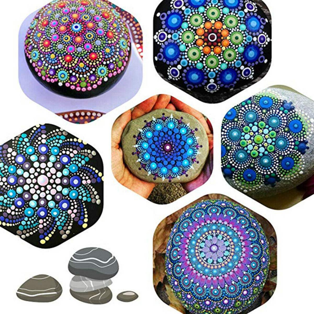 12 stks/set Craft Mandala Extra Sjabloon Steen Schilderen Stencils DIY Scrapbooking Album Papier Kaart Decoratieve Craft Embossing
