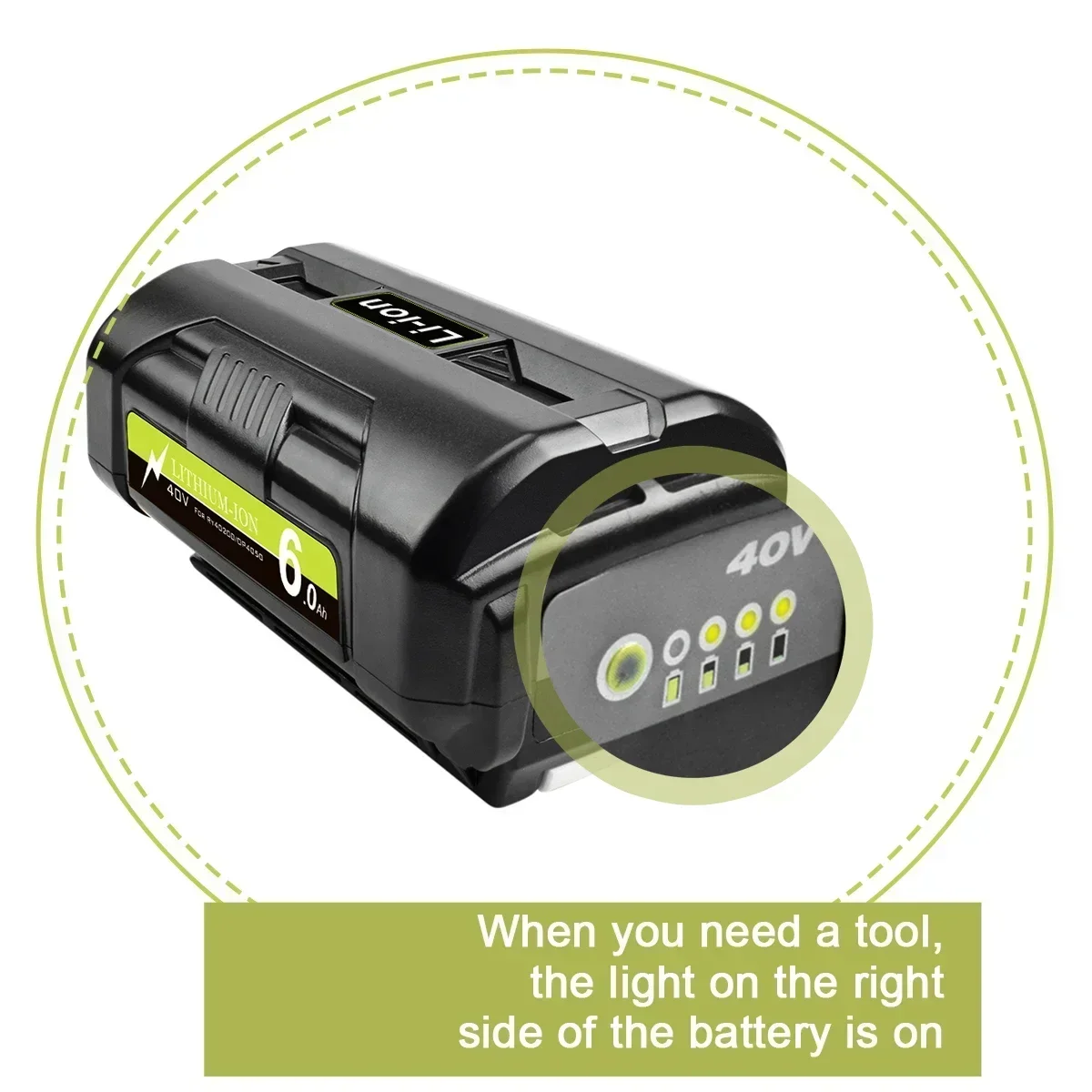 For 40v ryobi 6.0ah li-ion oppladbart batteri for  ry40502 ry40200 40v batterier til trådløse elektroverktøy  op4050 op4026 op40401