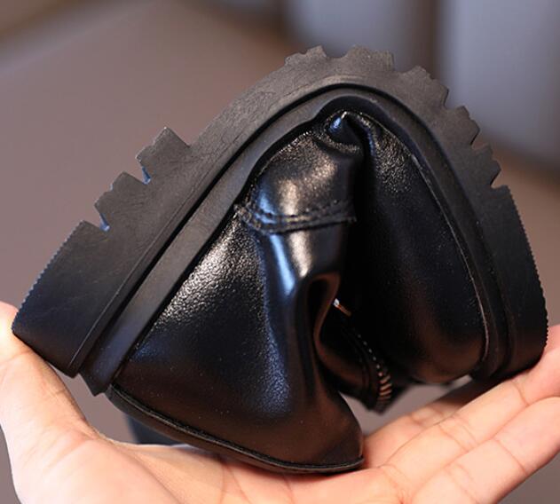 Herbst Winter freundlicher Stiefel Für Mädchen Kühlen Gummi Stiefel Knie-hohe freundlicher Motorrad Stiefel Lange Stiefel Martin stiefel Schwarz