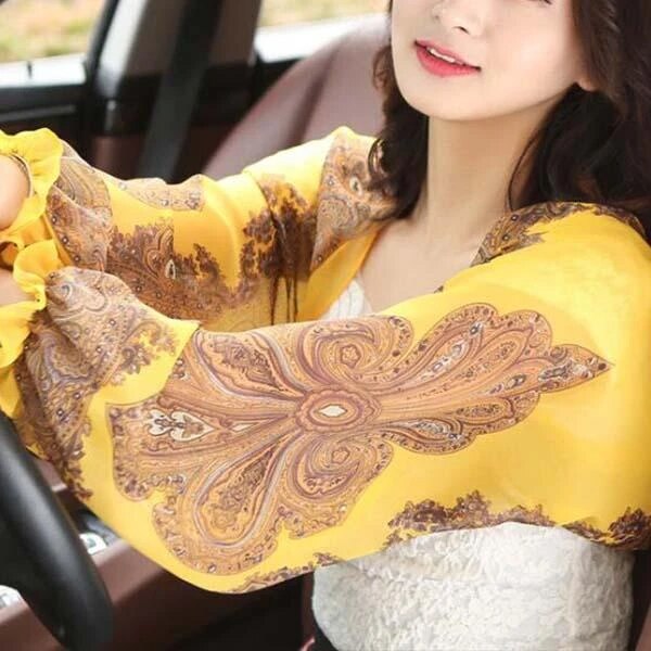 Ultralight Ademend Sunproof Mouw Shawl Geplooide Zomer Vrouwelijke Sjaals Effen Ruches Strand Chiffon Sjaal Voor Vrouwen