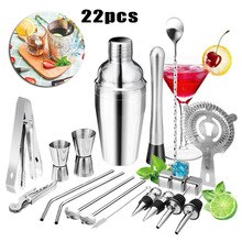 22PCS Pro Cocktail Shaker Set Drink Maker Mixer Bar Tool Martini/Bartender Kit