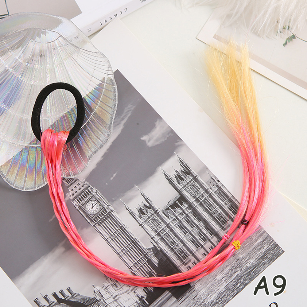 Extensiones de cabello con trenzas coloridas sintéticas con bandas de goma, coleta trenzada de arcoíris, accesorios para el cabello para niñas: T1B / 4 / 30
