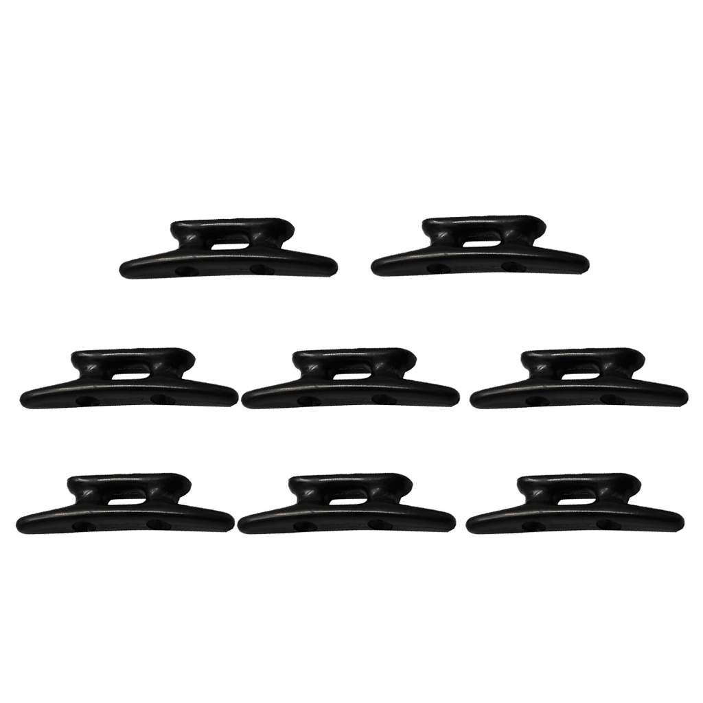 8 Pack Mooring Boat Deck Closed Base Nylon Cleats 3 inch (Black)