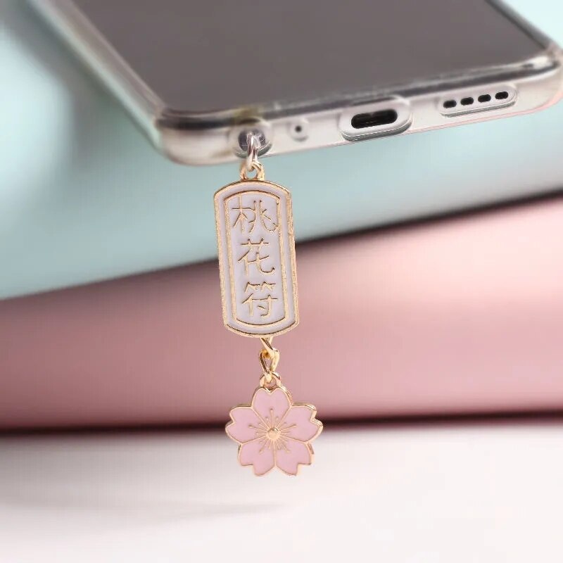 Charging port dust plug charm kawaii cherry aux headphone anti dust plug 3,5mm cute phone headphones jack dust cap for iphone