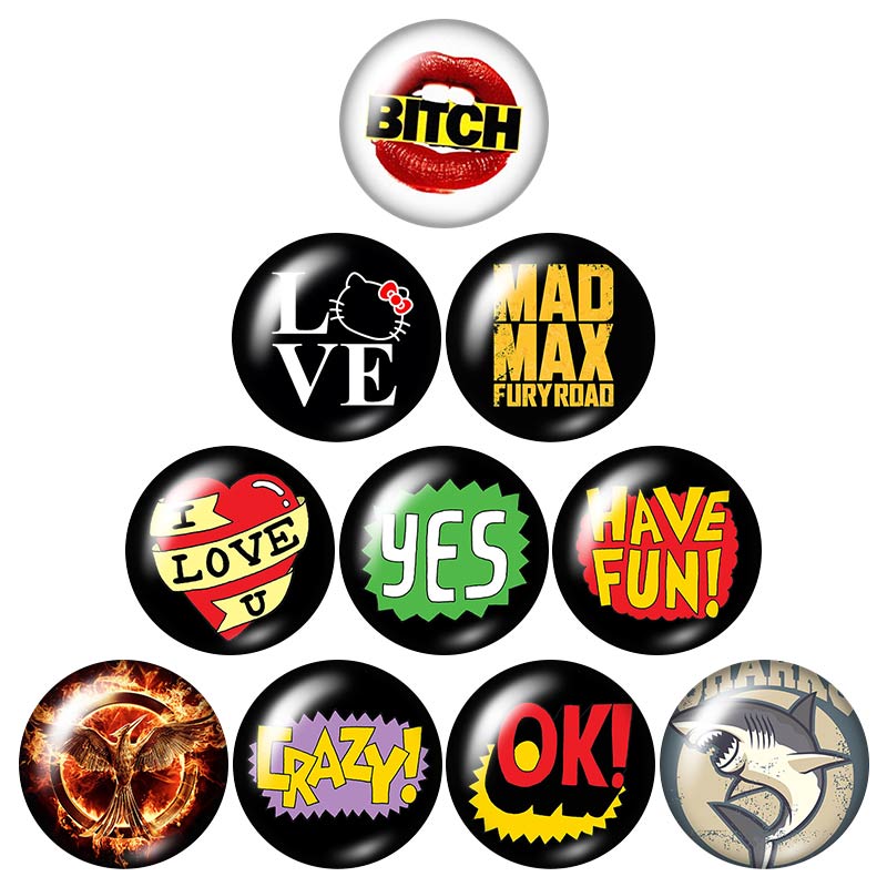 Letters Make yourself better Trust 18mm snap buttons 10pcs mixed round photo glass cabochon style for snap button jewelry: DB0039