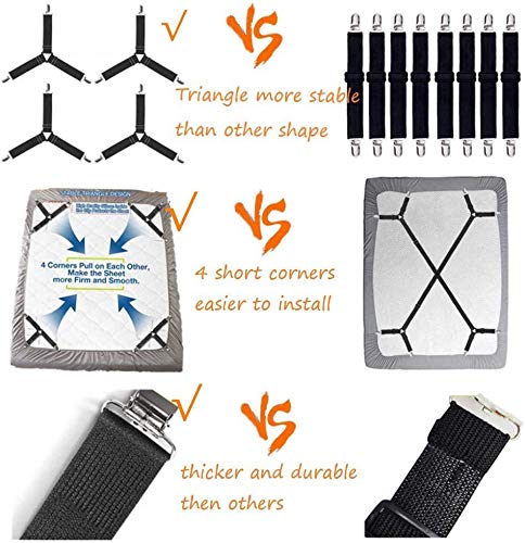 Clips ajustables para sábanas de cama, sujetadores elásticos para sábanas, tirantes para colchón, almohadilla de esquina, 4 Uds.