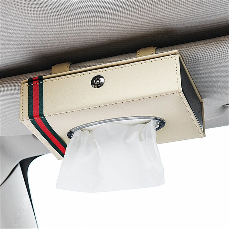 Auto tissue box hjemme bil serviet håndklæde papirholder opbevaring organizer case bil instrumentbræt box interiør tilbehør: Hvid