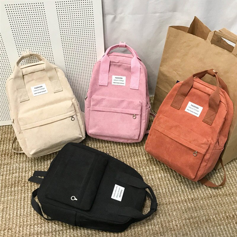 Corduroy Canvas Rugzak Voor Vrouwen College School Bagpack Harajuku Mode Reizen Schouder Boek Tassen Voor Tienermeisjes