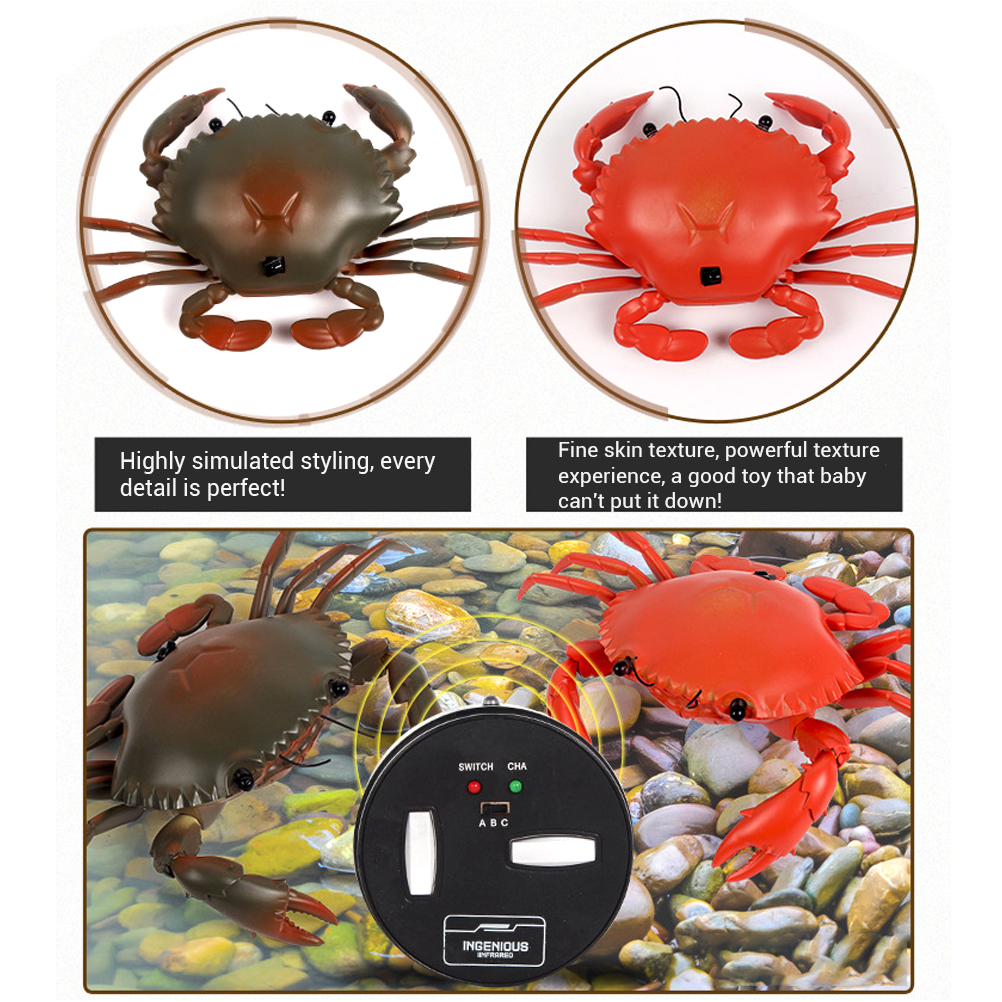Elektrisk krabbe legetøj med fjernbetjening simulere krabbe form rc legetøj med lys sjov nyhed jul børn børn  #20