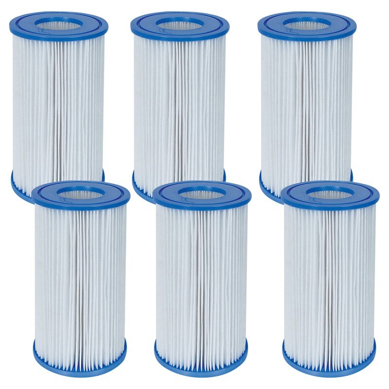 Zwembadfilterpatroon Set – 5 Stuks, Herbruikbaar, Voor Type A/C Pomp, 108x203 Mm, Inclusief 2 Covers En Beugel, Voor Kleinere Filterpompen