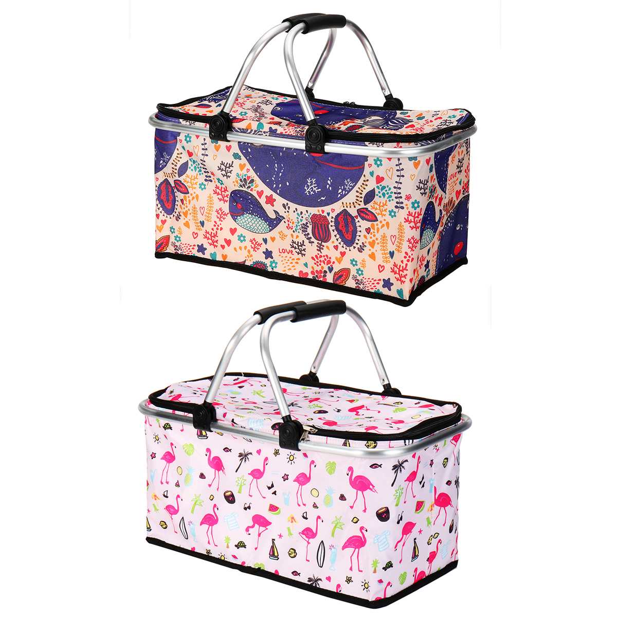30L Tragbare Isolierte Mittagessen Tasche Kasten Falten Karikatur Gedruckt Mittagessen Tasche Picknick Tote Kühltasche Lebensmittel Wein Kasten