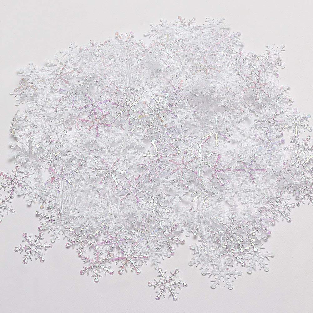 2 Packs 600Pcs In Totaal Witte Sneeuwvlokken Kleurrijke Confetti Voor Kerst Bruiloft Verjaardag Party Decoratie Benodigdheden