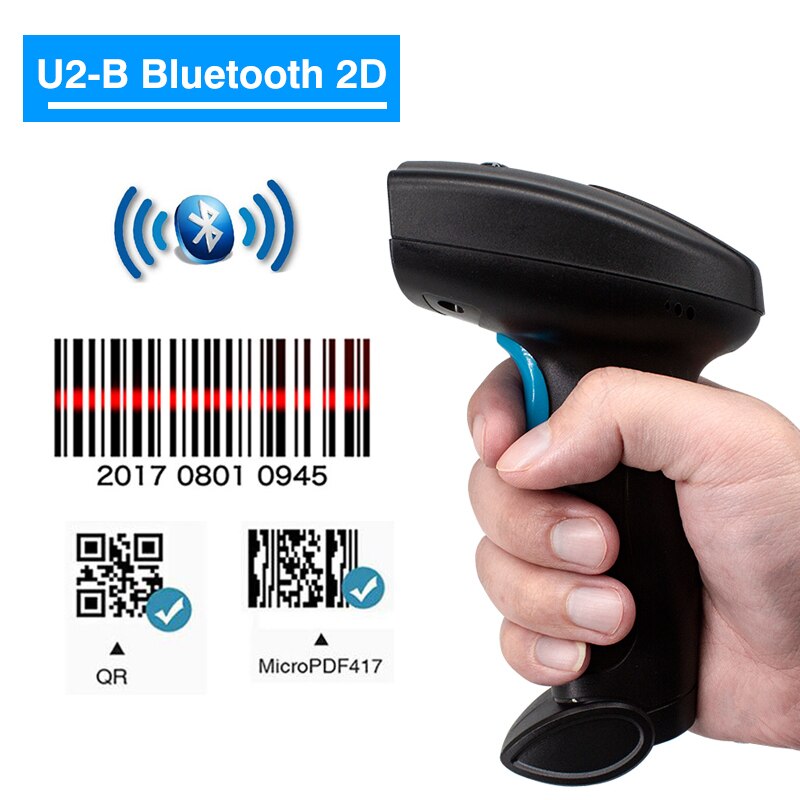 Hstem 2.4G Wireless Bluetooth Barcode Scanner QR PDF417 Data Matrix Handheld Bar Code Reader Support Automatic Sensing Scanning: 2D Bluetooth