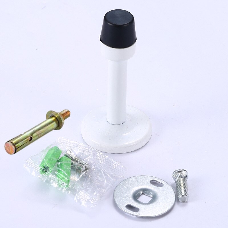 Stainless Steel Door Stops Wall Mounted Door Stopper Rubber Holder Catch Floor Fitting With Screws Bedroom Home Hardware: Screws White