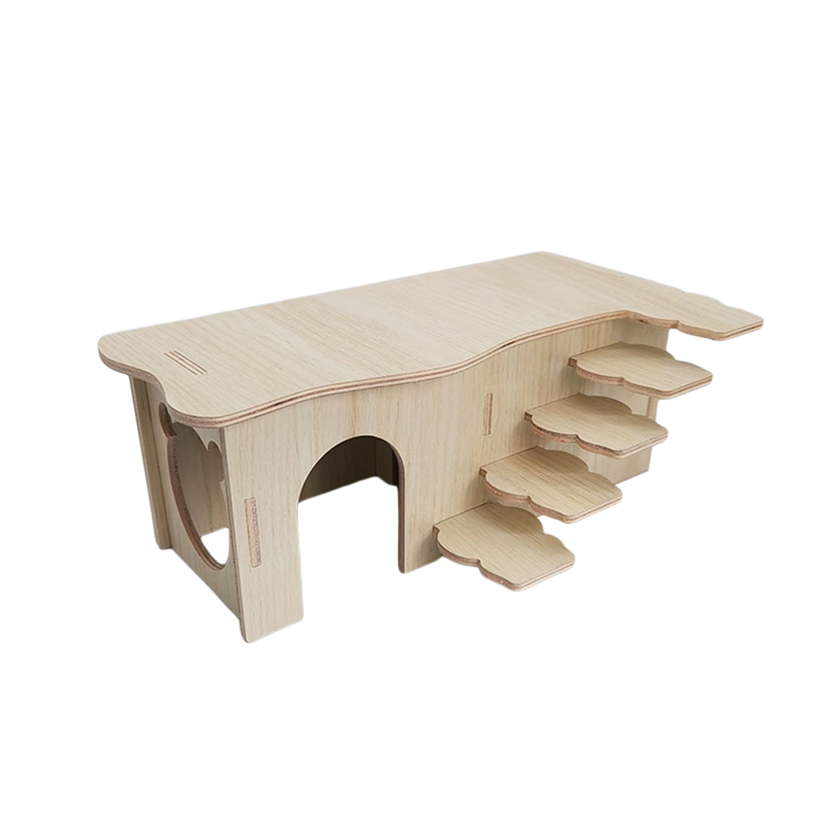Hamster House Guinea Toy Wood Hideout Wooden Cabin Maze Cage Hidepets Toys Animal Place Hiding Platform Decor Enrichment: Dark Brown