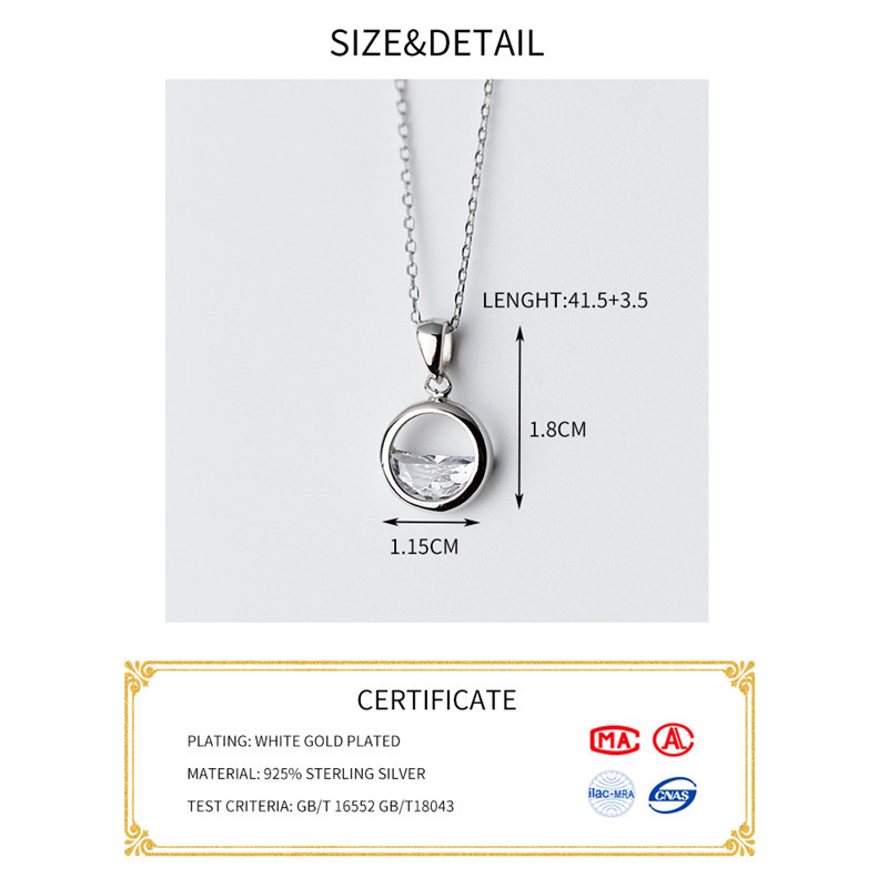 INZATT Real 925 Sterling Silver Crystal Ronde Minimalistische Hanger Kettingen Minimalistische Fijne Sieraden Voor Vrouwen Party Accessoires