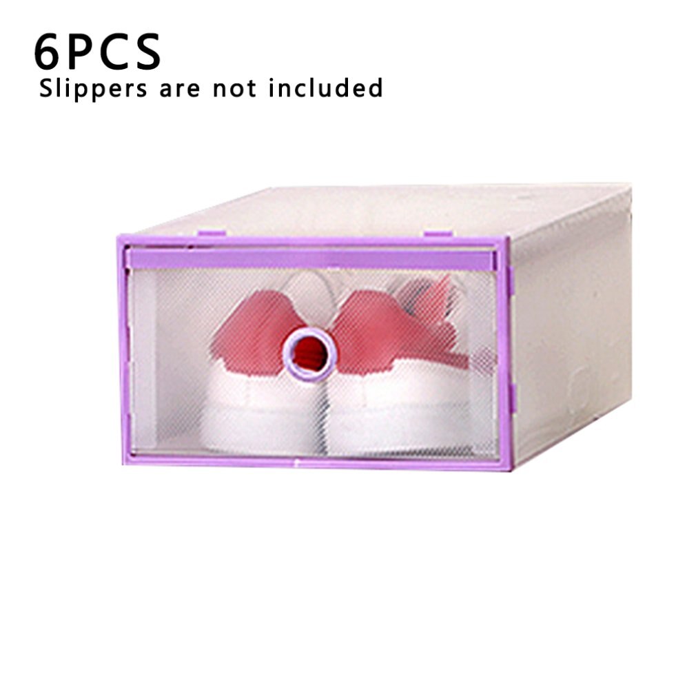 Transparante Plastic Schoenendoos Schoen Opbergdoos Schoenendoos Flip Cover Lade Schoen Opslag Artefact Verdikking: Purple