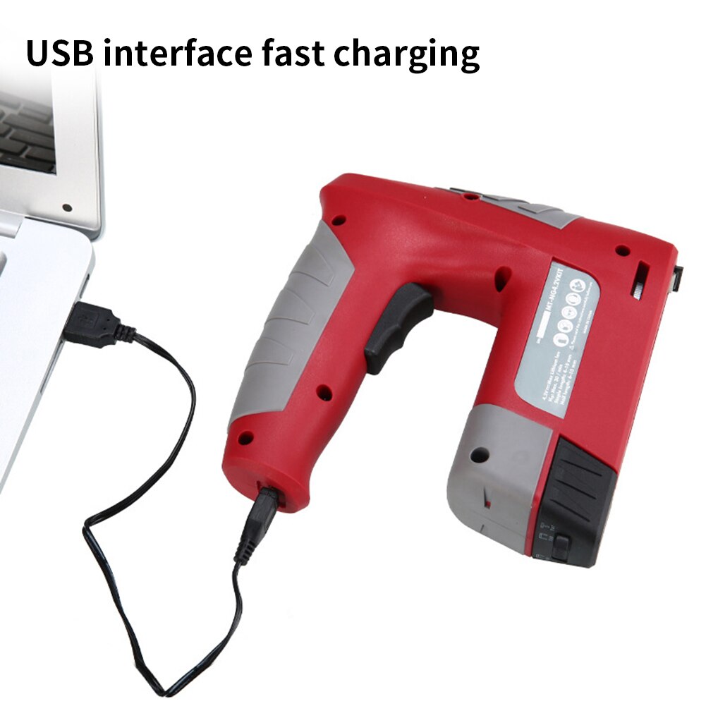 Portable Stapler Rechargeable Lithium Battery Cordless Electric Nail Gun Portable Straight/Square Staple Gun Woodworking Tools
