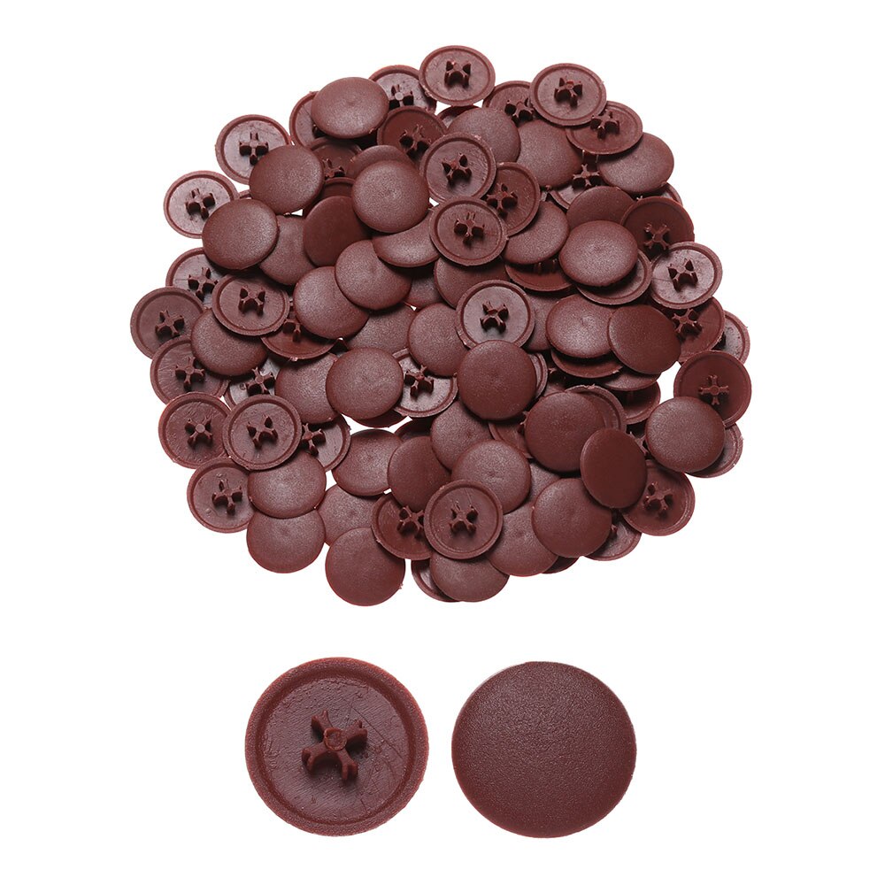 100Pcs 3 in 1 Screw Protective Cap Covers Self-Tapping 17mm Flat Phillips Screw Cap Nuts Plastic Covers Furniture Exterior Decor: brown