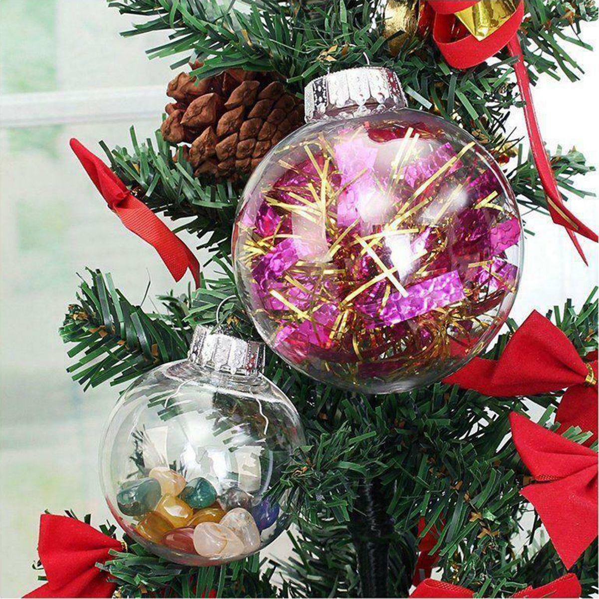 1PC Clear Glass Style Seamless Plastic Bauble Christmas Tree Party Home Decor Christmas Ball Ornaments