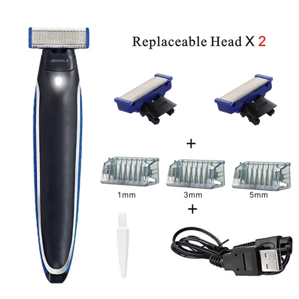Golarka elektryczna przewód brzytwa głowa 3 w 1 zmywalny trymer robić golenia Edage wygodne czysty dla mężczyźni: Shaver głowa X 2