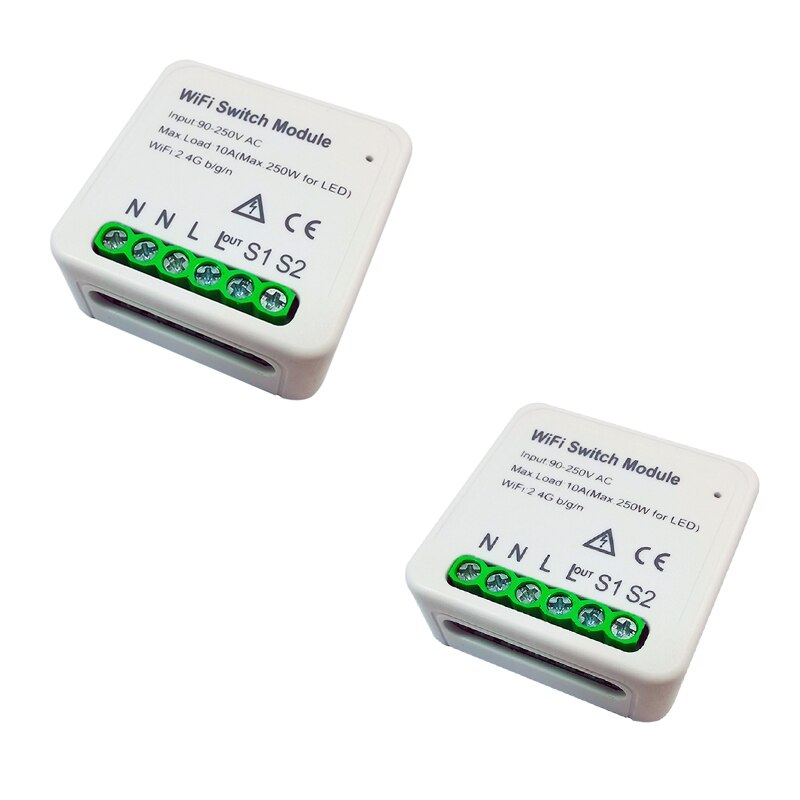 WiFi Smart Switch Smart Life / Tuya APP 1/2 Channel 95-250V WiFi Switch Module With Rail Bracket To Use Google Home With Alexa: 2 piece