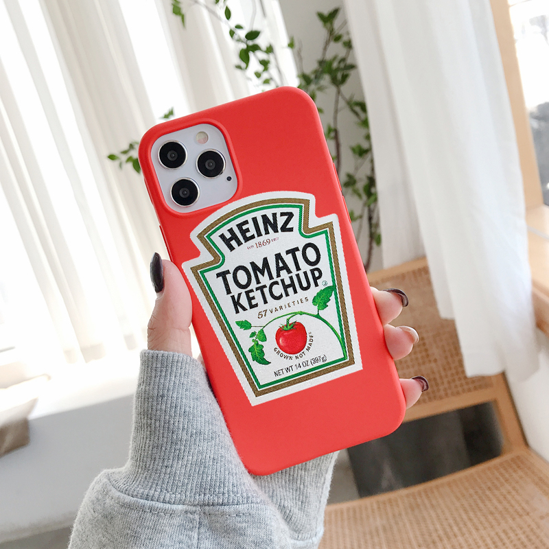 Cute Funny Heinz Tomato Ketchup mustard Protective Case For iphone 14 13 12 11 Pro Max XR 6 7 8 plus luxury cover cases: PVC / black