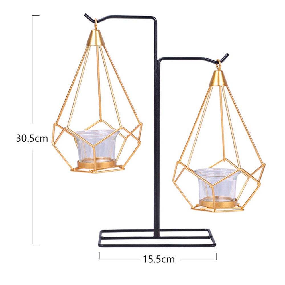 Candelero para centros de mesa de boda, candelabro geométrico de hierro dorado para taza de velas, decoración del hogar, candelabro de estilo nórdico: A1