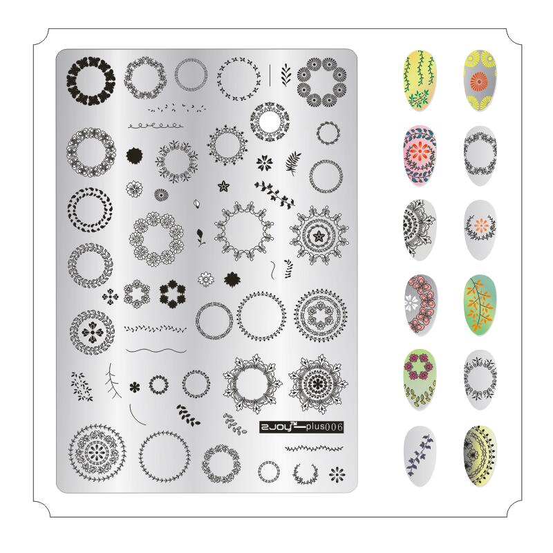 ZJOY-PLUS 1Pcs 9.5*14.5CM Nail Art Stamping Plates Stamping Nail Image Templates Manicure Stencils For Nails Stamps 19 Styles: 6