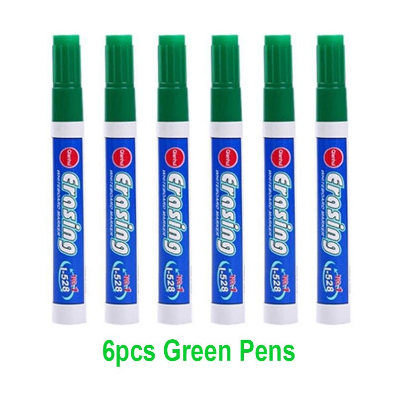 Stylo marqueur effaçable de grande capacité, 4 couleurs, pour tableau blanc, fournitures de papeterie pour salle de classe, réunion de bureau: 6pcs Green Pens
