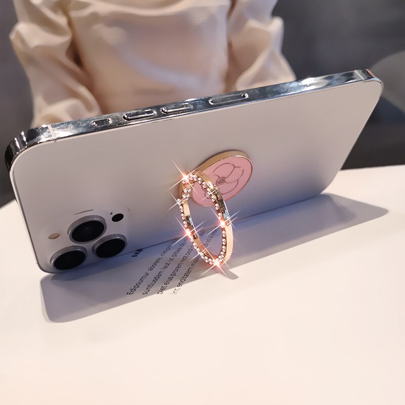 Diamantring mobiltelefon holder metal ring mobiltelefon holder velegnet til iphone huawei samsung universal stander
