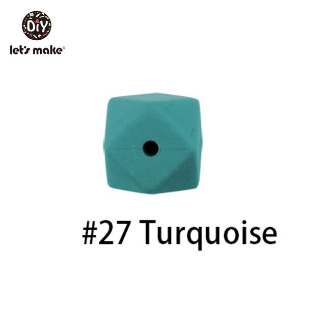 Hacer cuentas de silicona para mordedor 20PC grande 17mm geométrico hexagonal collar de dentición DIY pulsera cuentas de silicona: turquoise