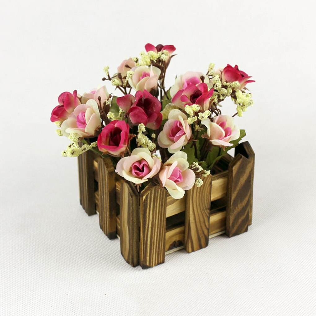 Wooden Fence Flower Plant Picket Storage Holder Garden Flower Stand Artificial Flowers Fence Home Decoration Party Decor