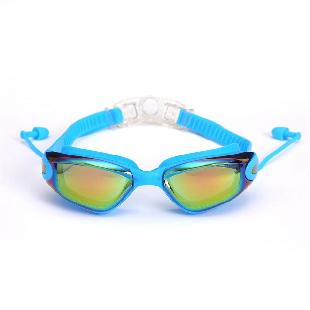 Swimming Goggles swimming glasses with earplugs Nose clip Electroplate Waterproof Silicone очки для плавания adluts: 03