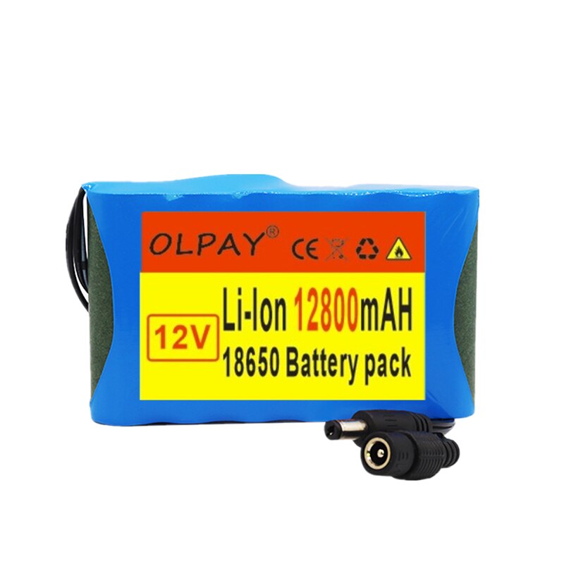 original 12V battery pack 12.8Ah 18650 Rechargeable Lithium Ion battery pack capacity DC 12.6V 12800mAh CCTV Cam Monitor