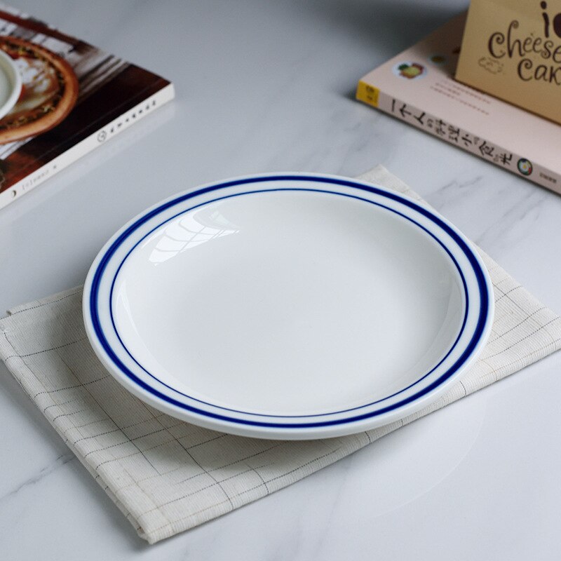 Retro dessert disc tray underglaze hand-painted bl... – Grandado